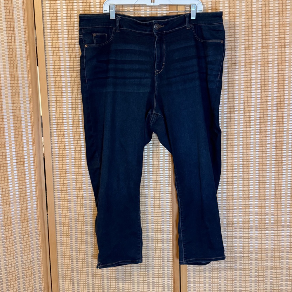 Jordache Super Skinny Crop Jeans Dark Wash Plus Size 24W Stretch Denim Y2K